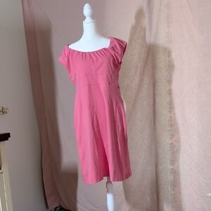 Athleta Coral-Pink Short Sleeve Midi Dress